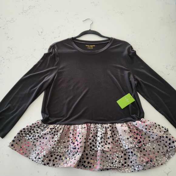 Kate Spade Soiree Dot Mixed Media Tee - Picture 2 of 3